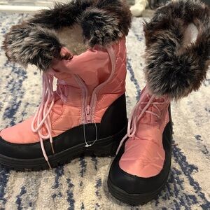 Pink and Black Kid's Winter Boots